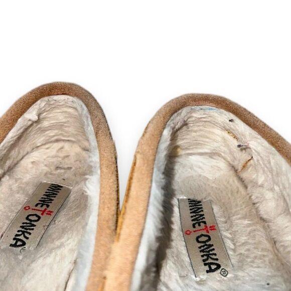 Minnetonka Jr. Trapper Moccasin Slippers Tan Suede 4036 Women's 11 - Picture 10 of 10